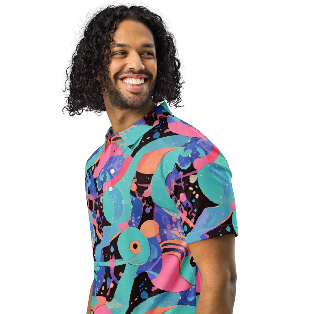 Candy Orbit on Men's Slim Fit Polo Shirt — Left Front