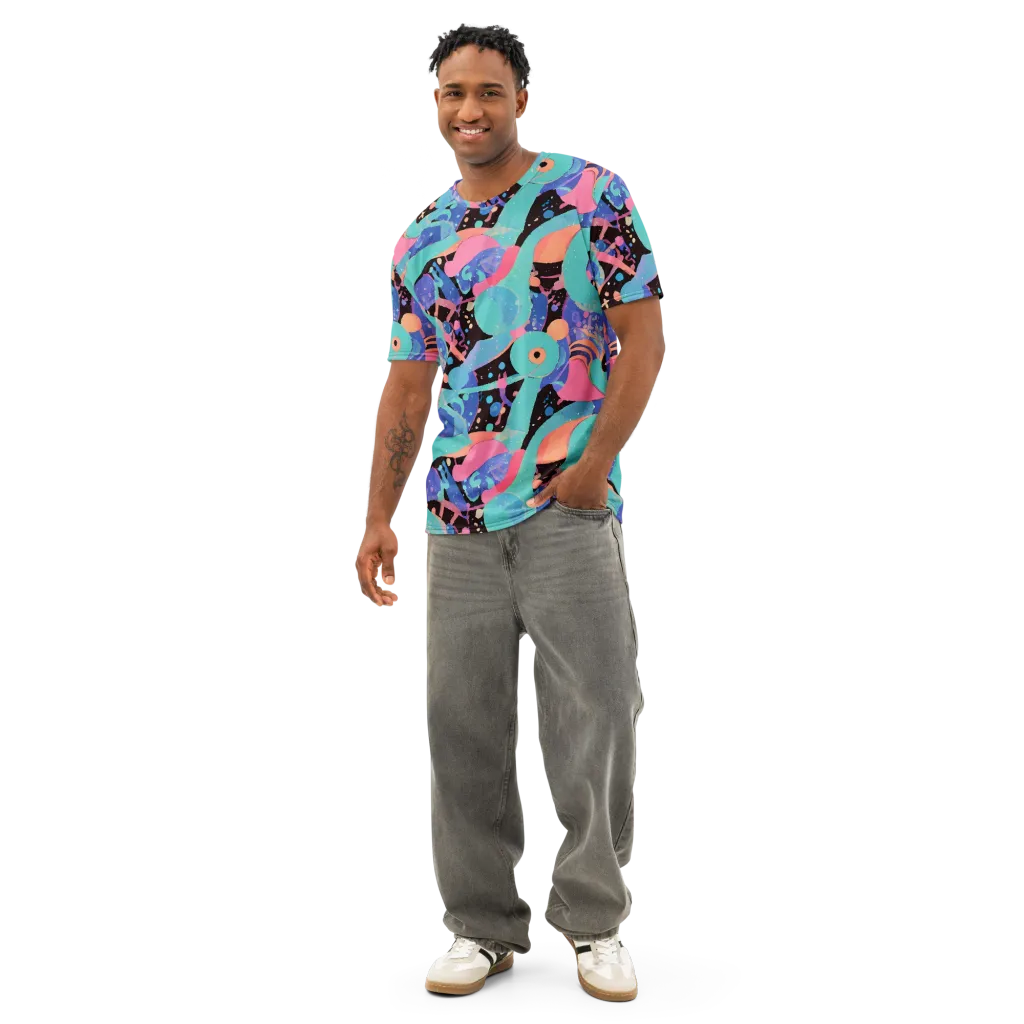 Candy Orbit on Men's Cotton Crew Neck T-Shirt — Front