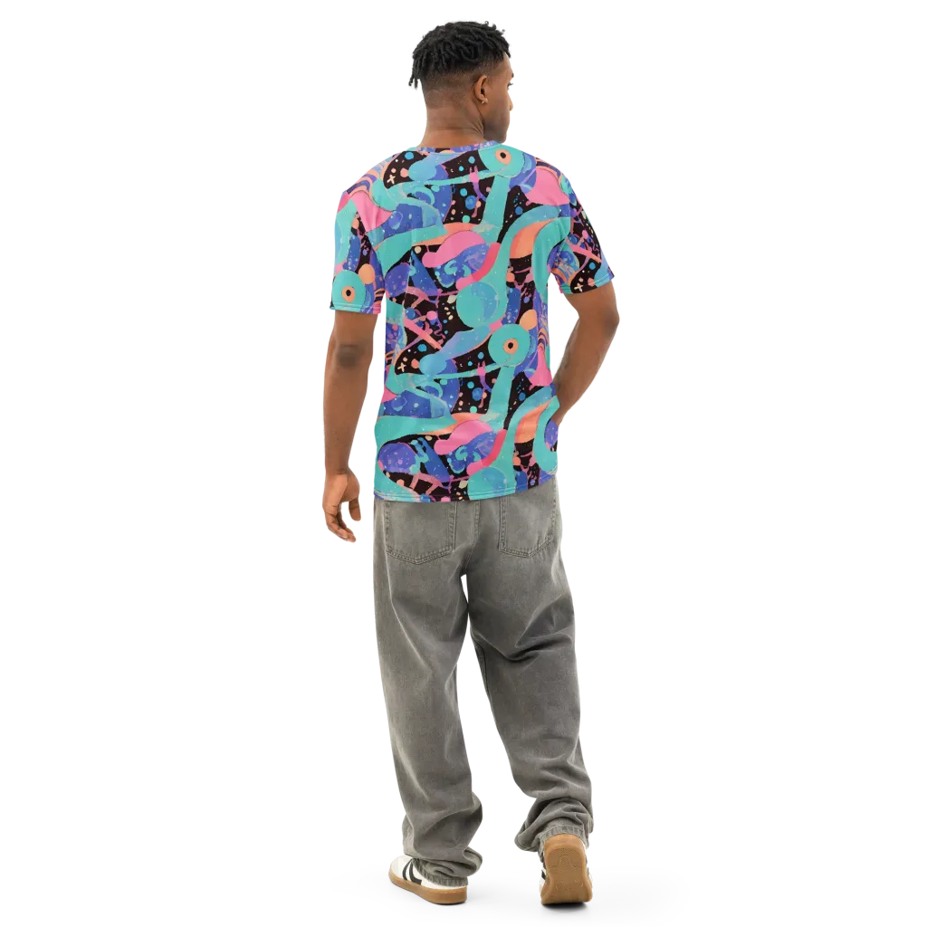 Candy Orbit on Men's Cotton Crew Neck T-Shirt — Back