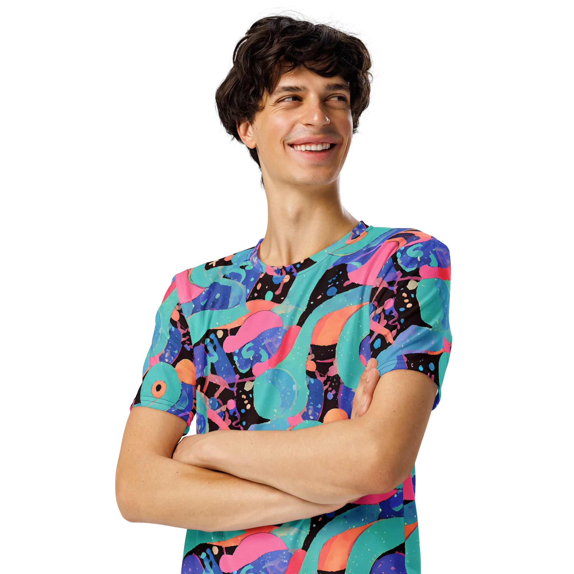 Candy Orbit on Men's Crew Neck T-Shirt — Left Front