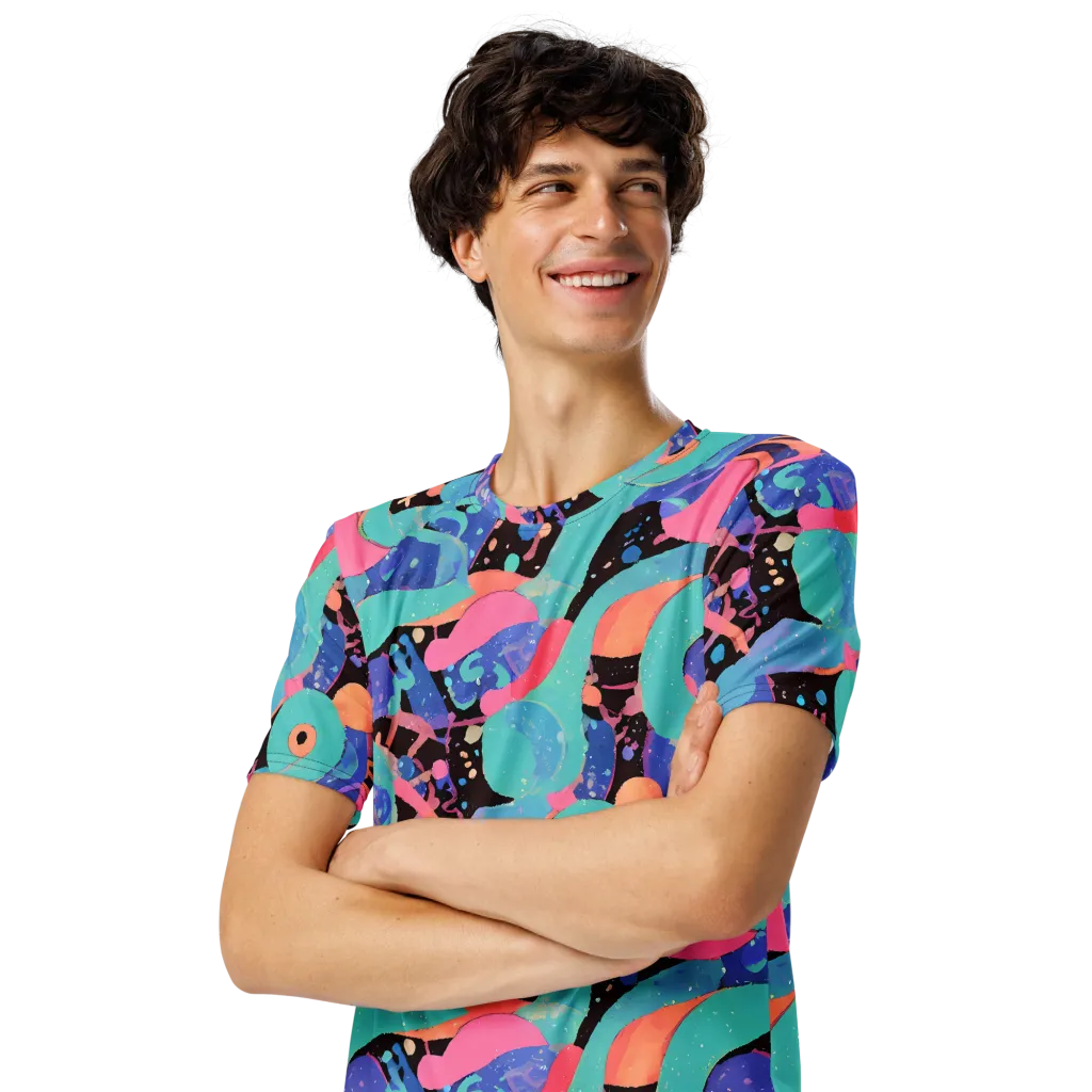 Candy Orbit on Men's Crew Neck T-Shirt — Left Front