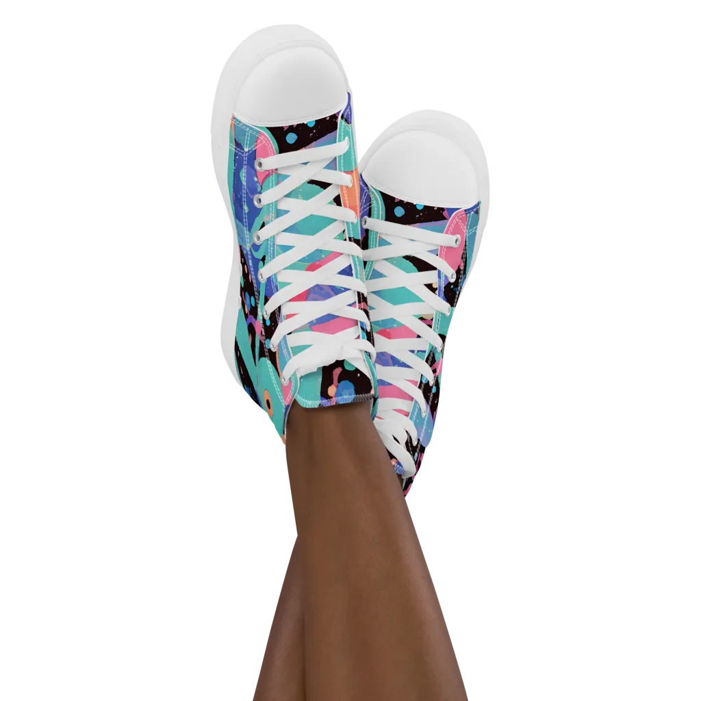 Candy Orbit on Women's High Top Canvas Shoes — Front