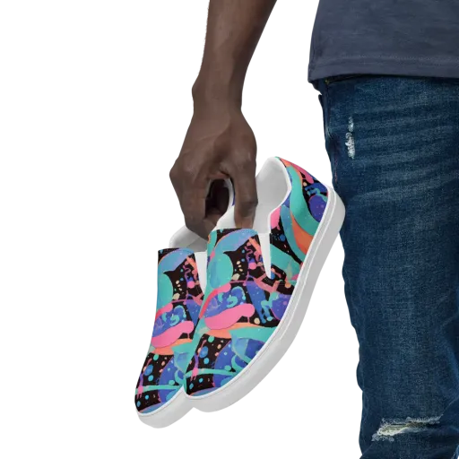 Candy Orbit on a Men's Slip-On Canvas Shoes
