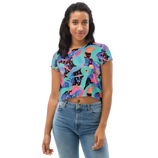 Candy Orbit on a Crop Tee