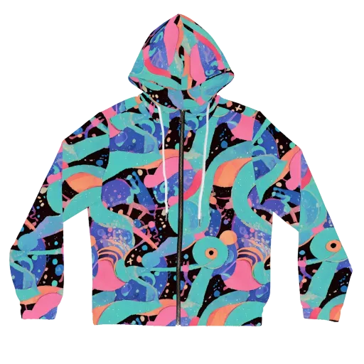 Candy Orbit on a Women's Full-Zip Hoodie