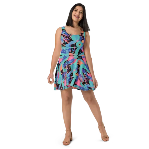 Candy Orbit on a Skater Dress