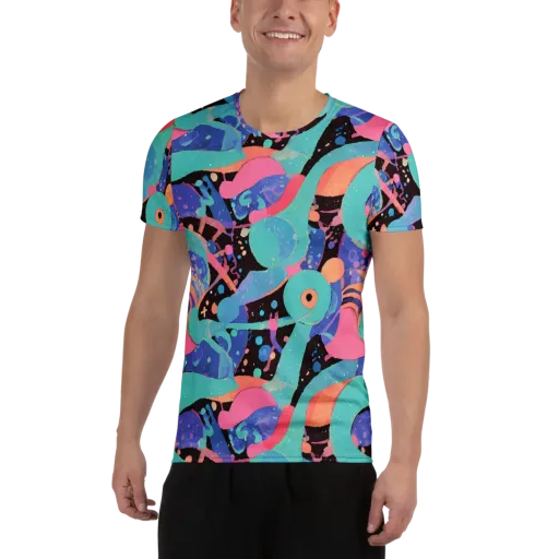 Candy Orbit on a Men's Athletic T-Shirt