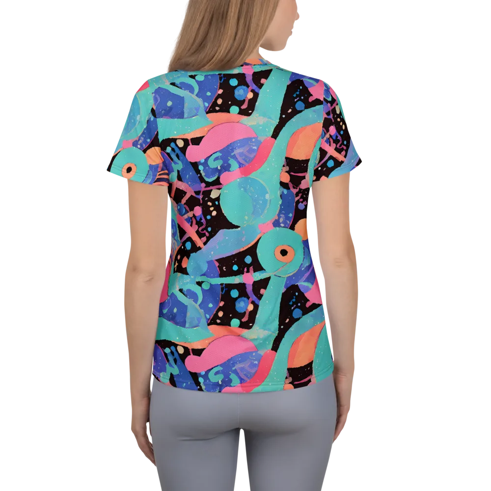 Candy Orbit on Women's Athletic T-Shirt — Back