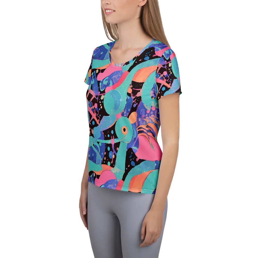 Candy Orbit on Women's Athletic T-Shirt — Left