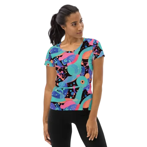 Candy Orbit on a Women's Athletic T-Shirt