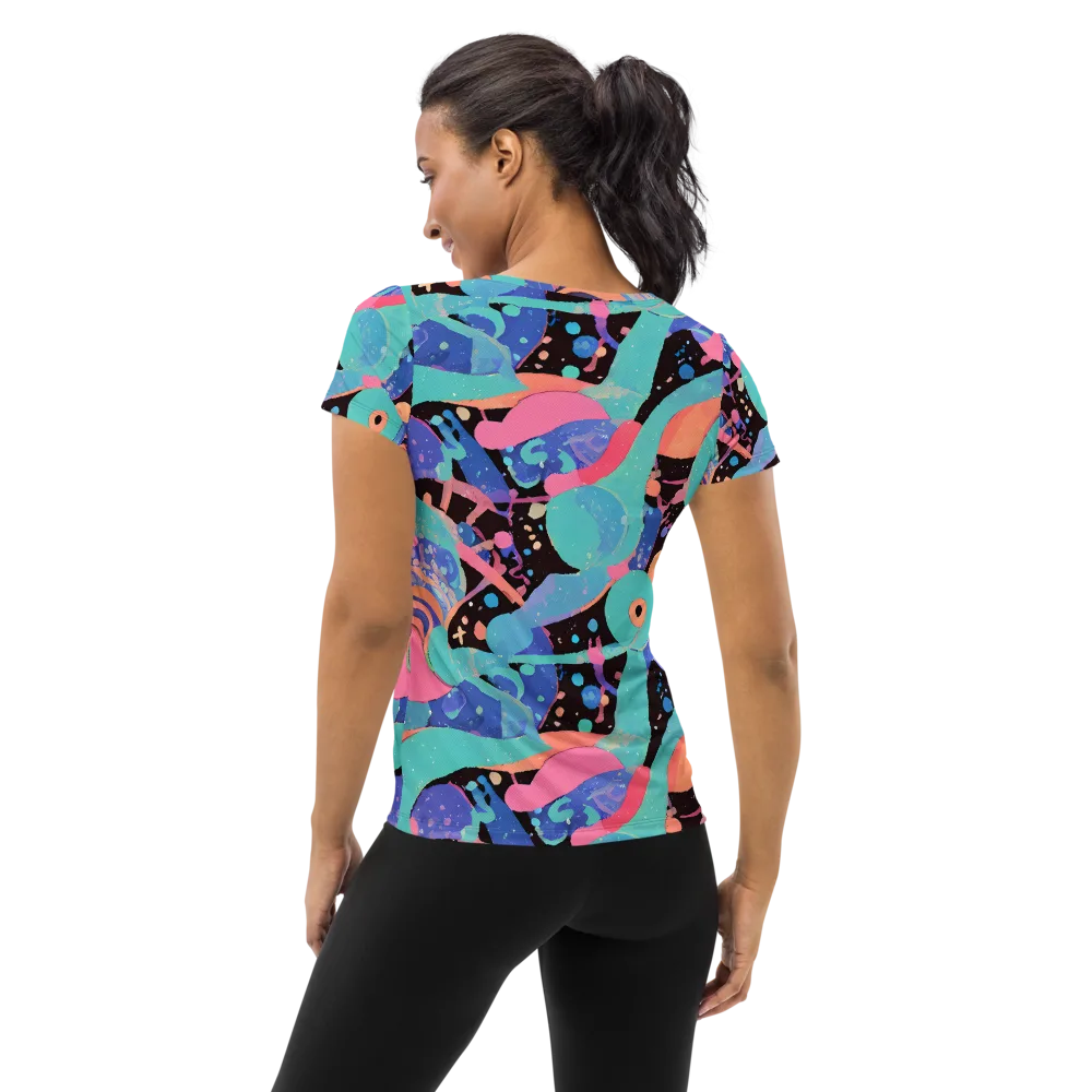 Candy Orbit on Women's Athletic T-Shirt — Back