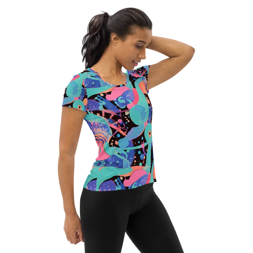 Candy Orbit on Women's Athletic T-Shirt — Right