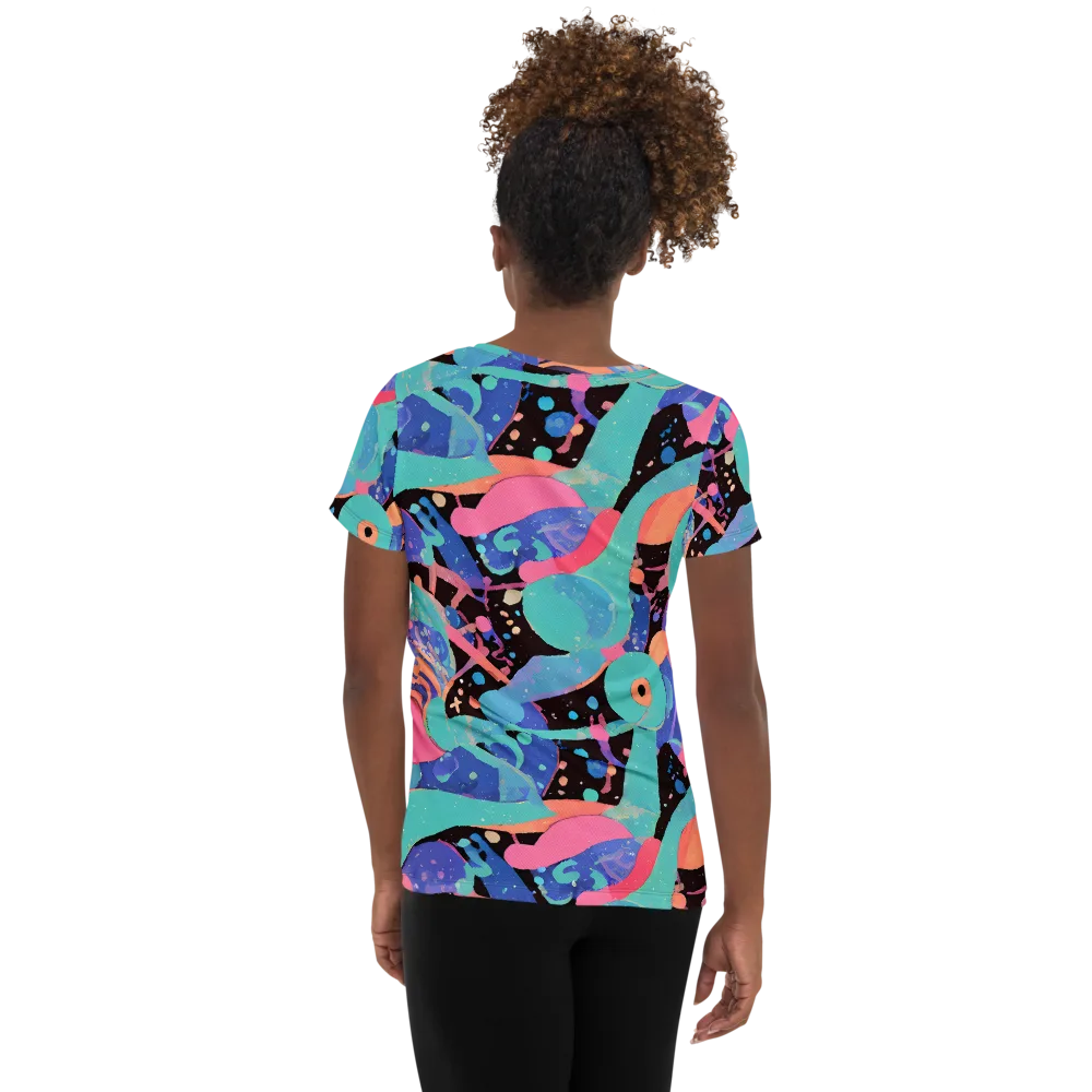 Candy Orbit on Women's Athletic T-Shirt — Back