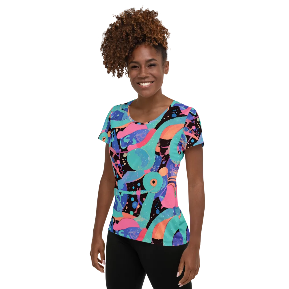 Candy Orbit on Women's Athletic T-Shirt — Left