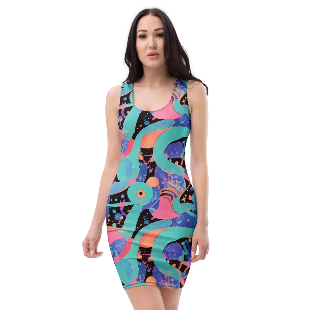 Candy Orbit on Bodycon Dress — Front