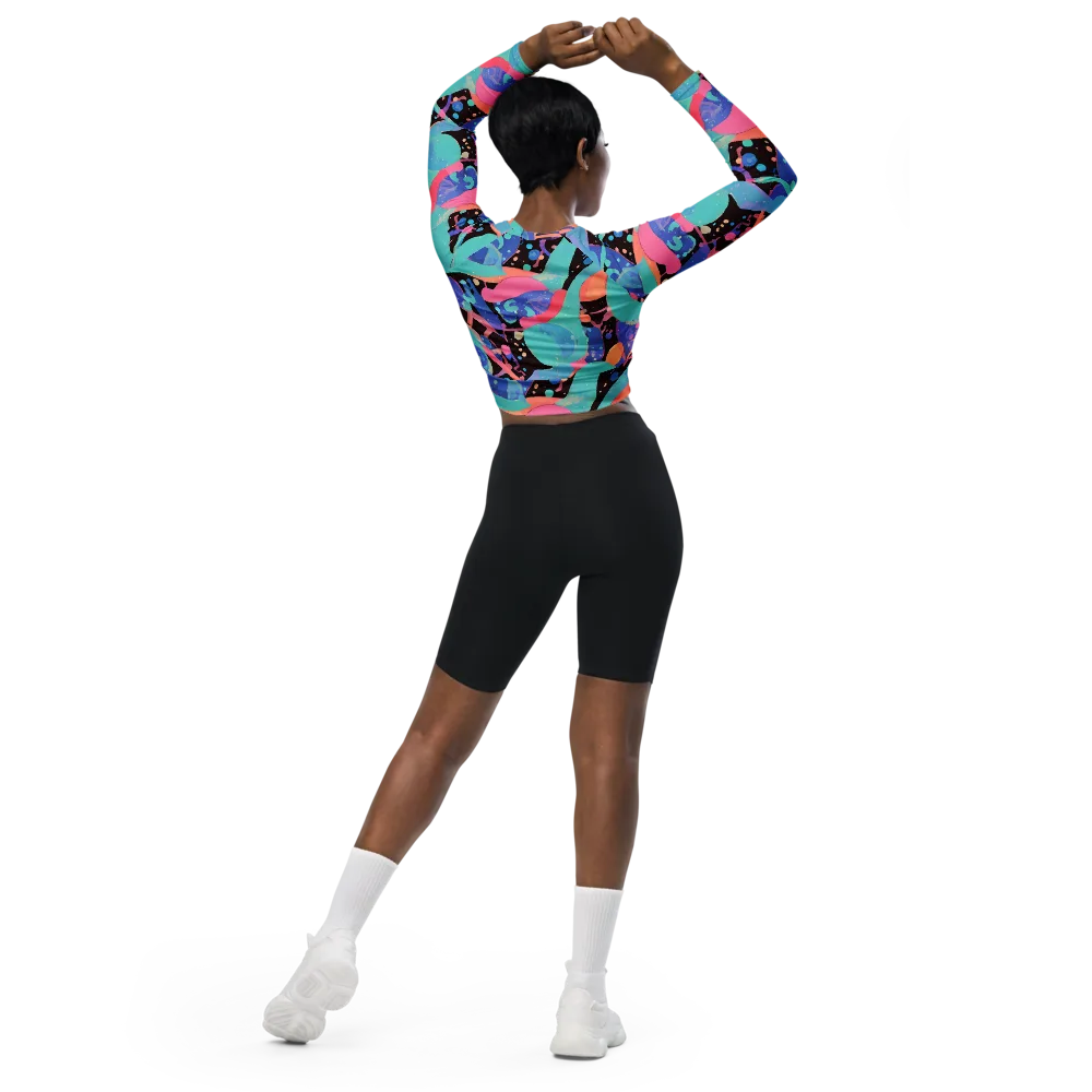 Candy Orbit on Long Sleeve Crop Top — Back
