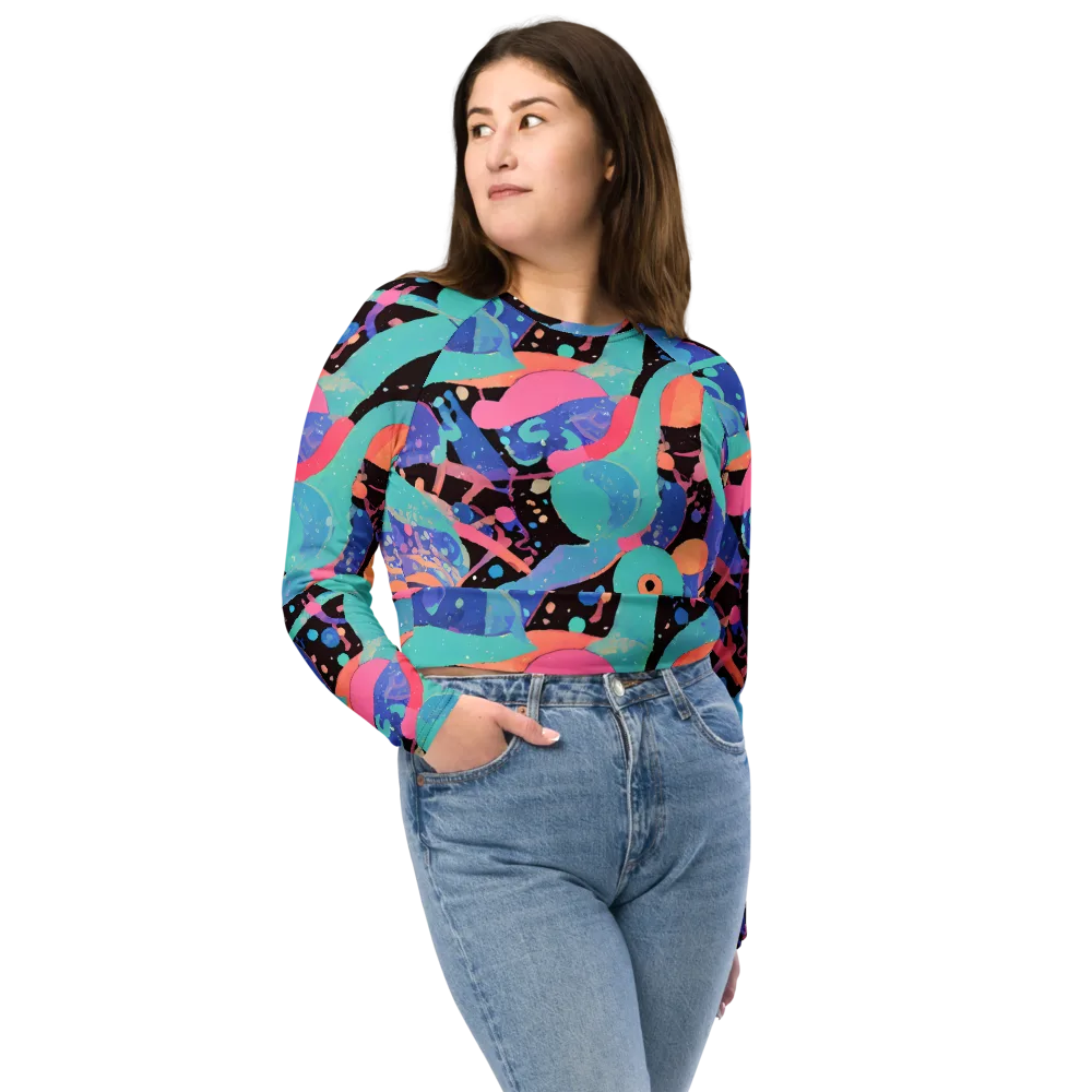 Candy Orbit on Long Sleeve Crop Top — Front