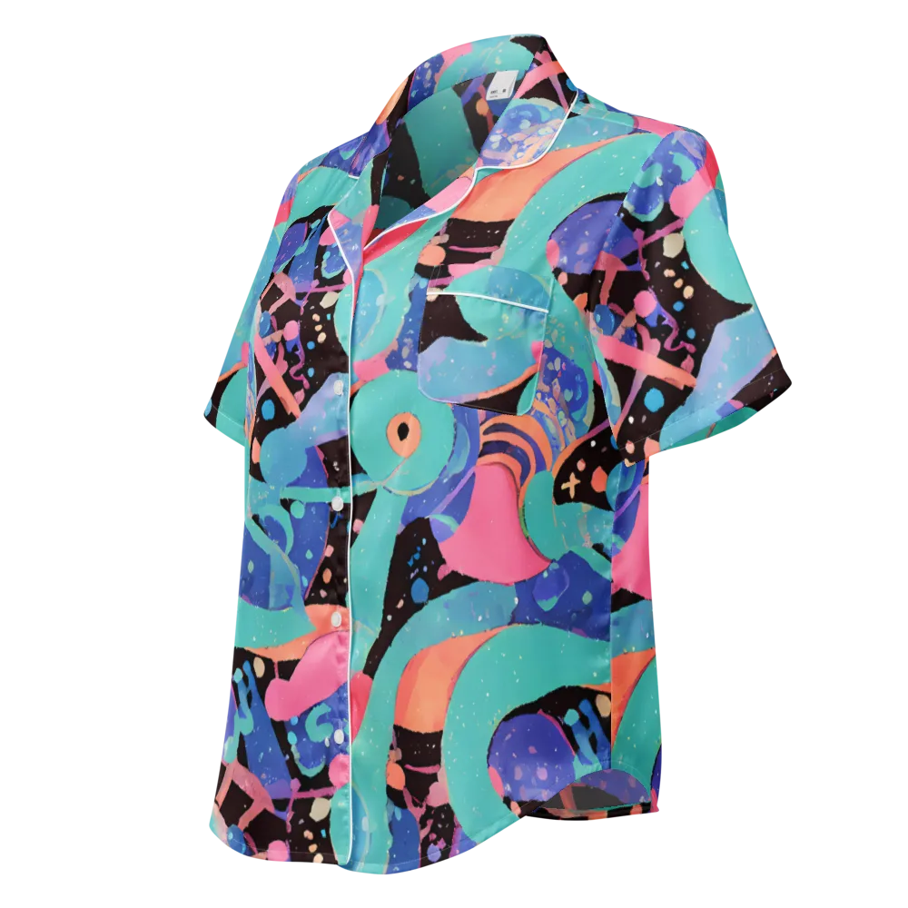 Candy Orbit on Women's Short Sleeve Pajama Top — Left Front