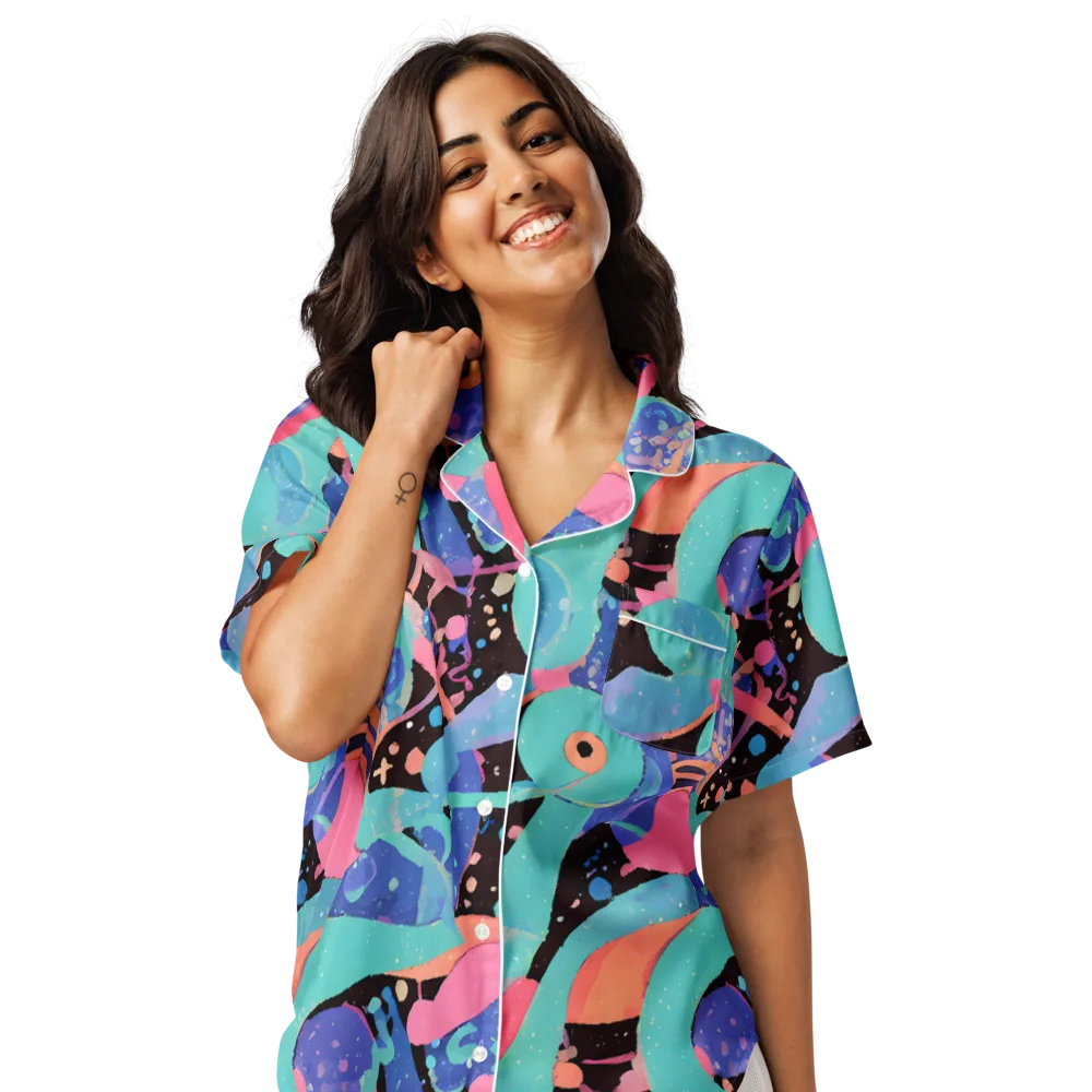 Candy Orbit on Women's Short Sleeve Pajama Top — Front