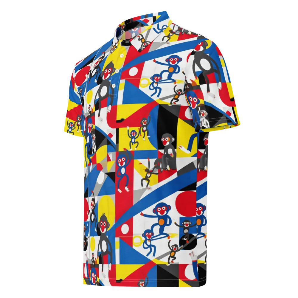 Primate Geometry on Men's Slim Fit Polo Shirt — Left Front