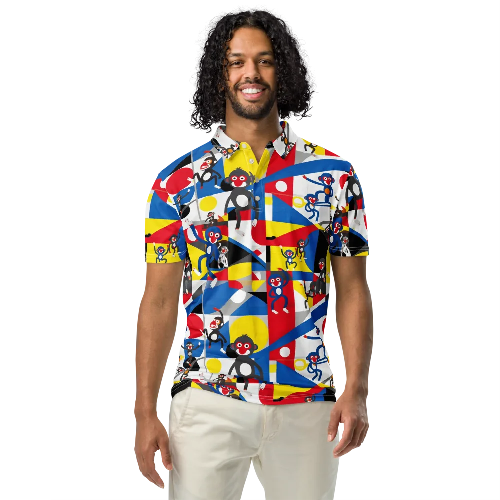 Primate Geometry on Men's Slim Fit Polo Shirt — Front