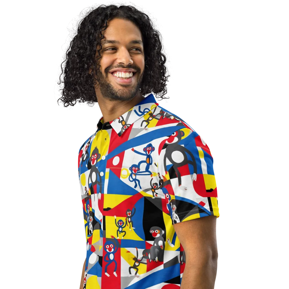 Primate Geometry on Men's Slim Fit Polo Shirt — Left Front