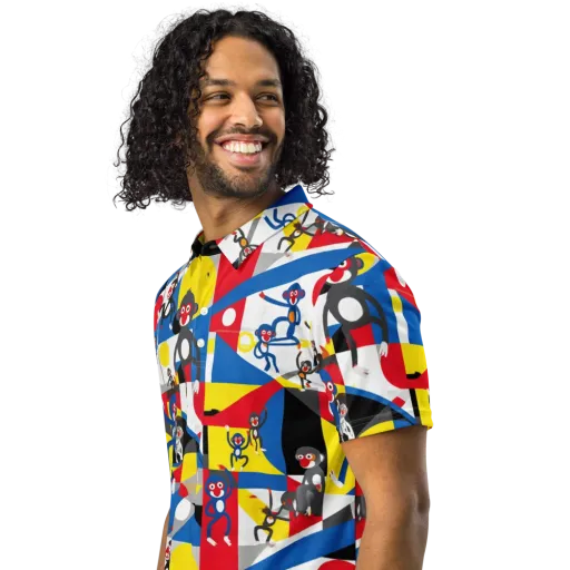 Primate Geometry on a Men's Slim Fit Polo Shirt