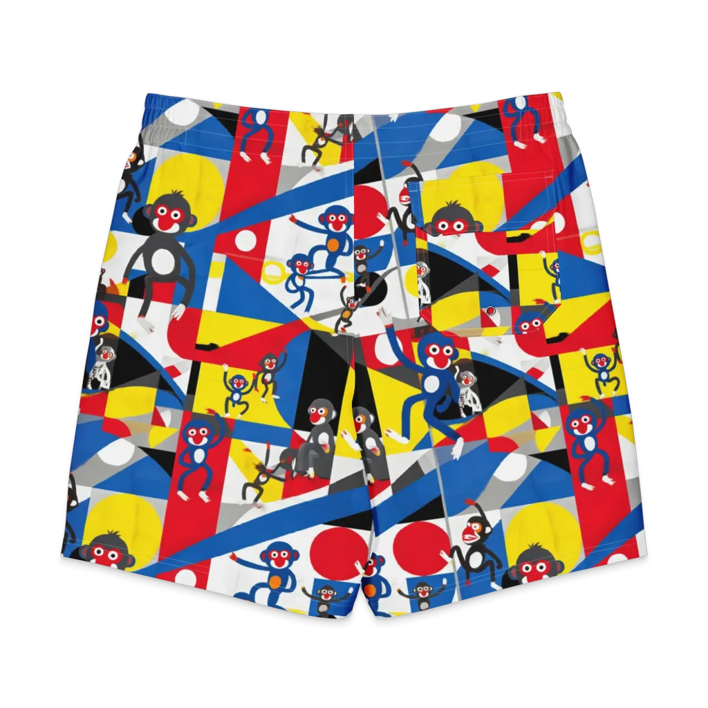 Primate Geometry on Men's Board Shorts — Back