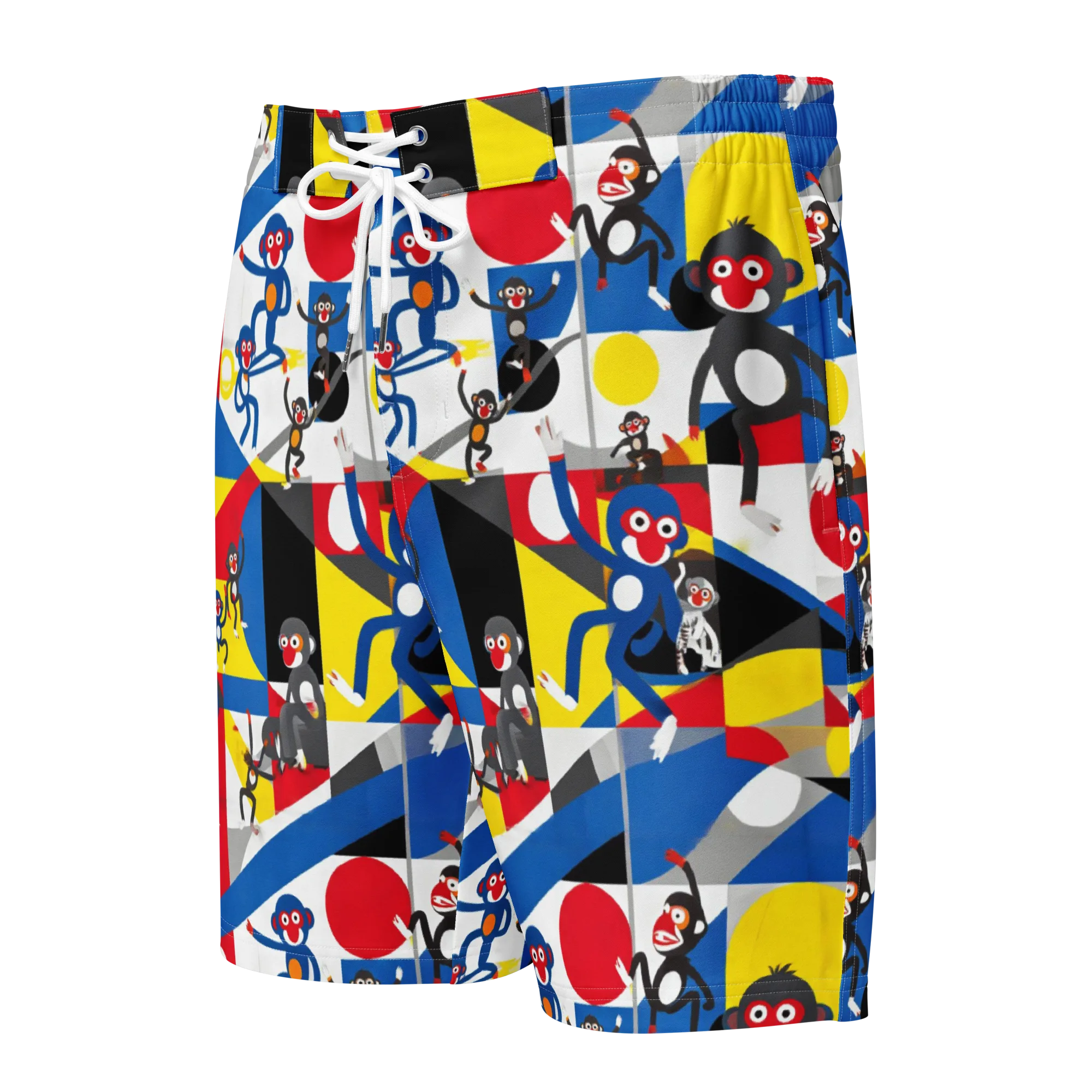 Primate Geometry on Men's Board Shorts — Front