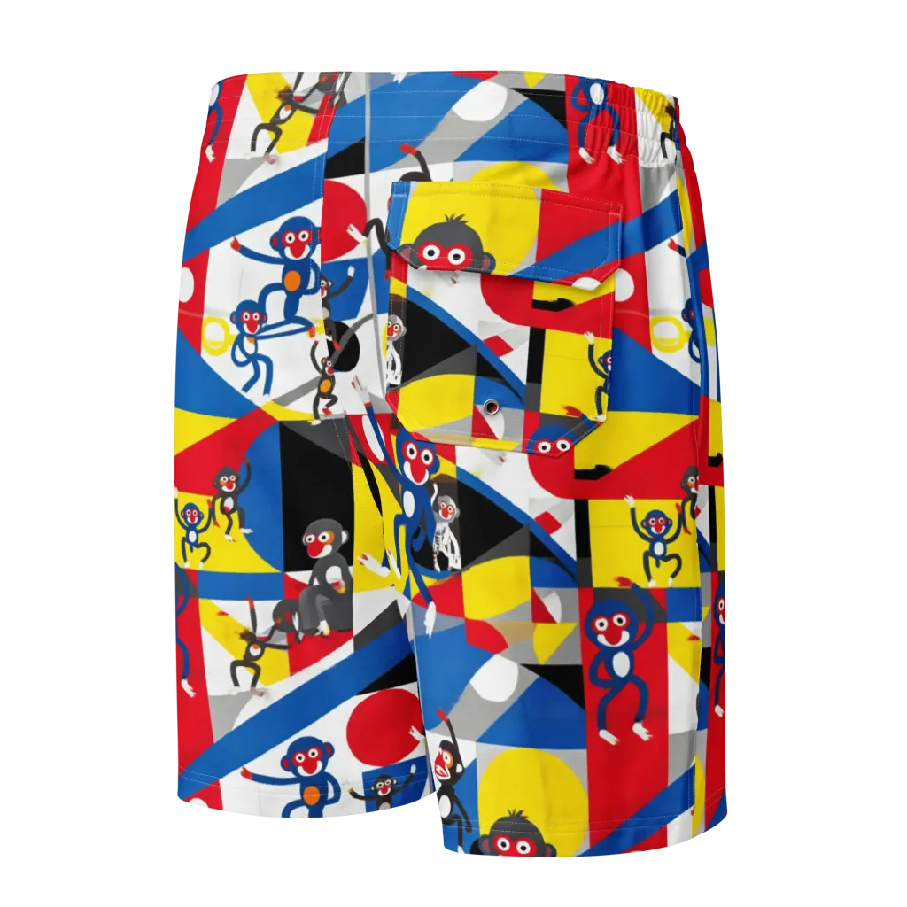 Primate Geometry on Men's Board Shorts — Back