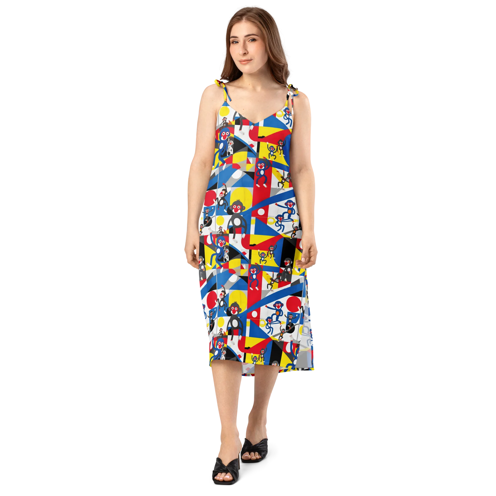 Primate Geometry on Slip Dress — Front