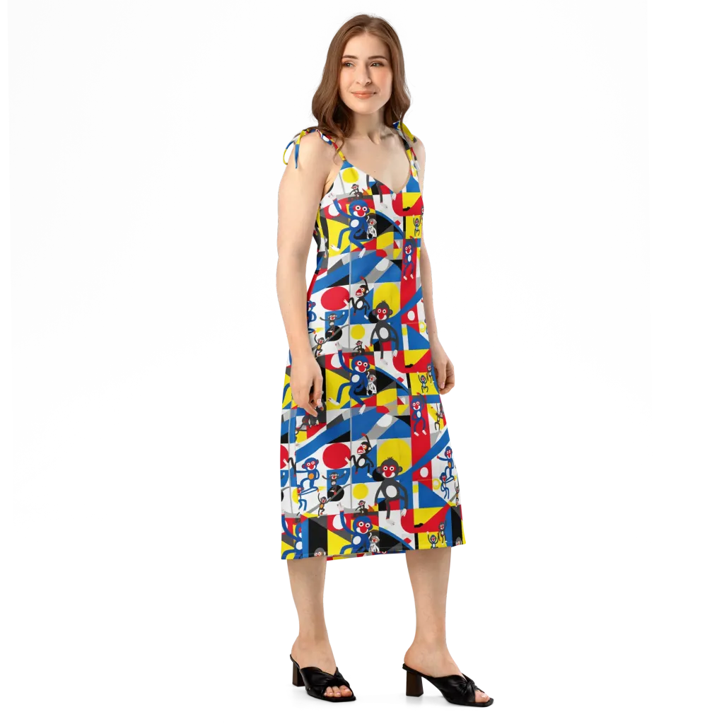 Primate Geometry on Slip Dress — Right Front