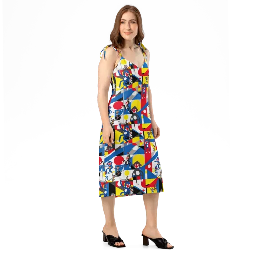 Primate Geometry on a Slip Dress
