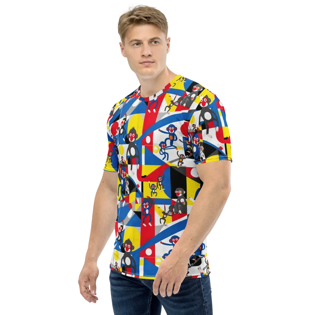 Primate Geometry on Men's Crew Neck T-Shirt — Left