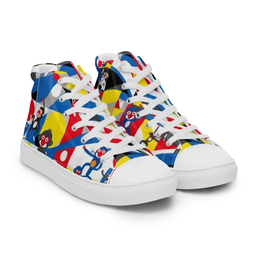 Primate Geometry on a Men's High Top Canvas Shoes
