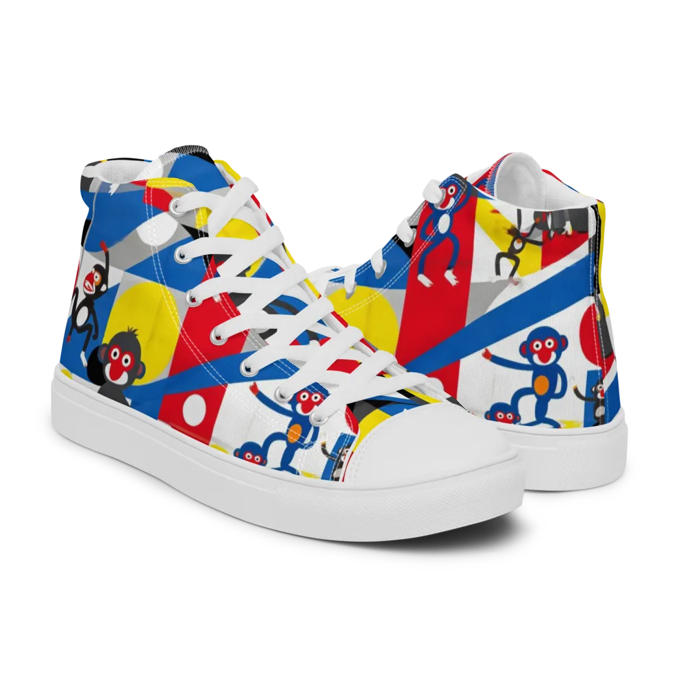 Primate Geometry on Men's High Top Canvas Shoes — Right