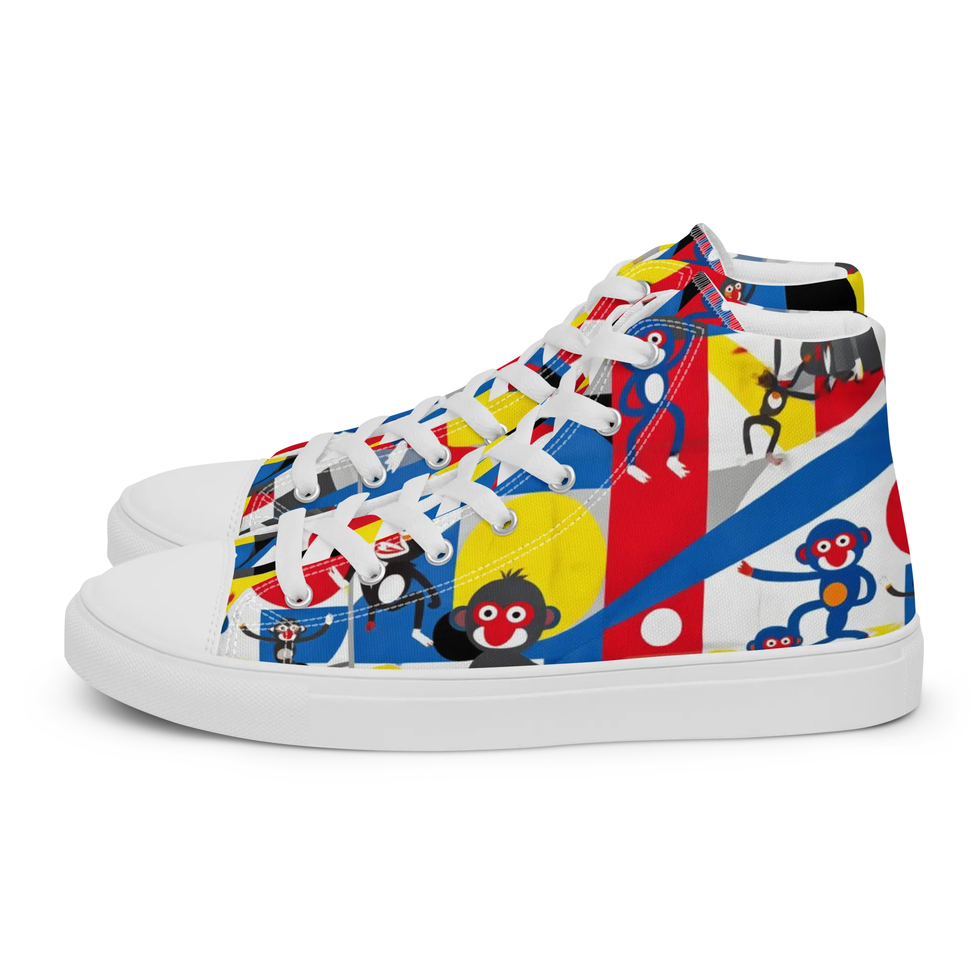 Primate Geometry on Women's High Top Canvas Shoes — Left