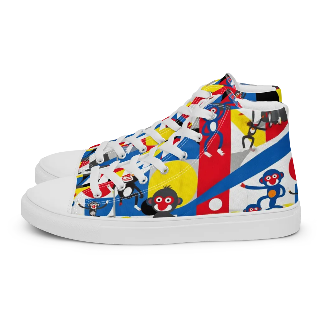 Primate Geometry on Women's High Top Canvas Shoes — Left