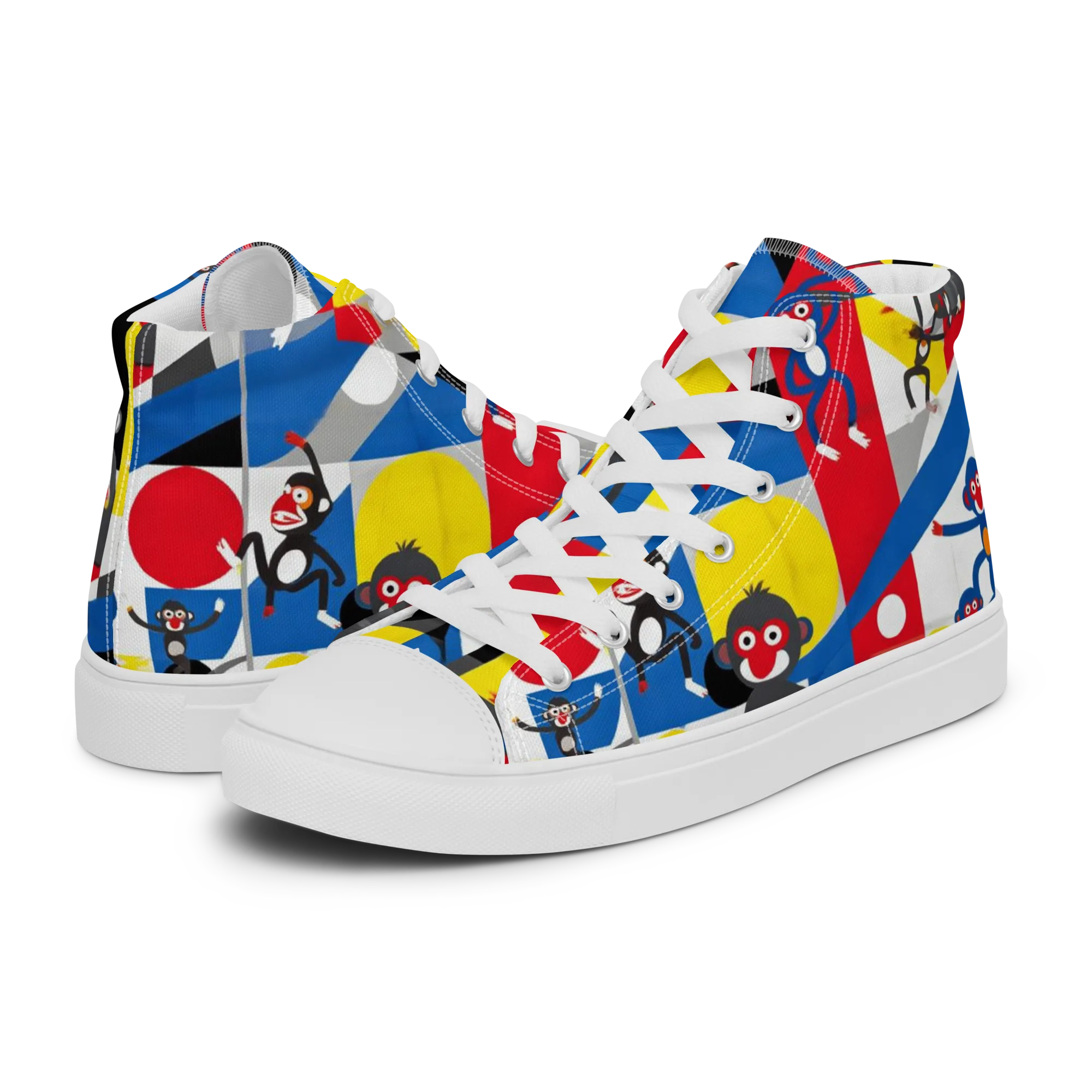 Primate Geometry on Women's High Top Canvas Shoes — Left