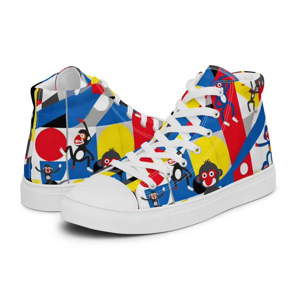Primate Geometry on Women's High Top Canvas Shoes — Left