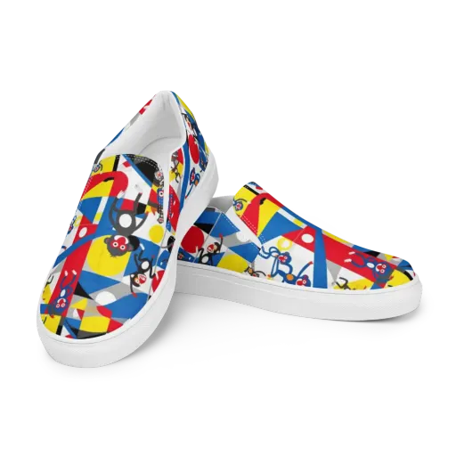 Primate Geometry on a Men's Slip-On Canvas Shoes