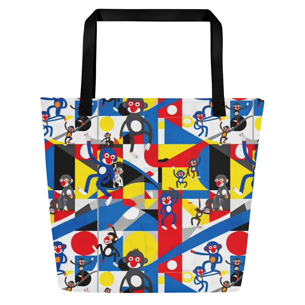Primate Geometry on Large Tote Bag W/ Pocket — Front