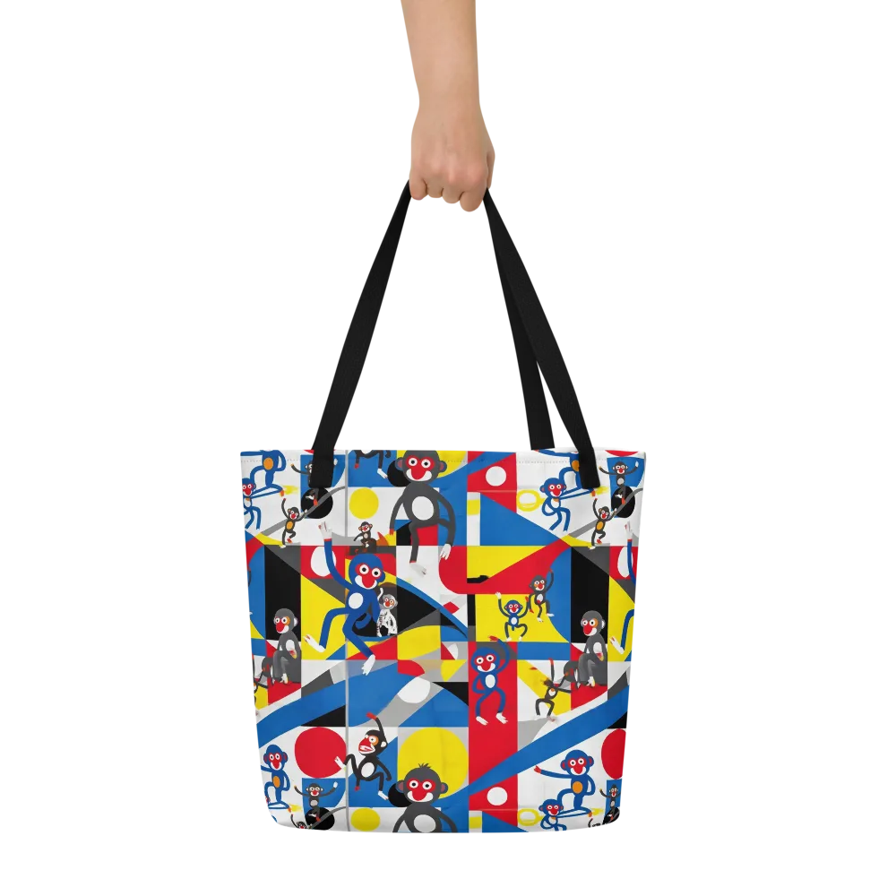 Primate Geometry on Large Tote Bag W/ Pocket — Front