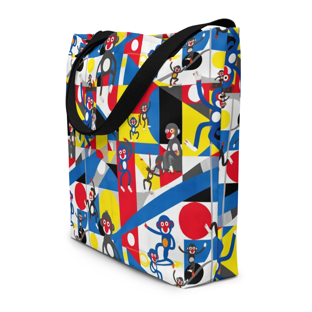 Primate Geometry on Large Tote Bag W/ Pocket — Front