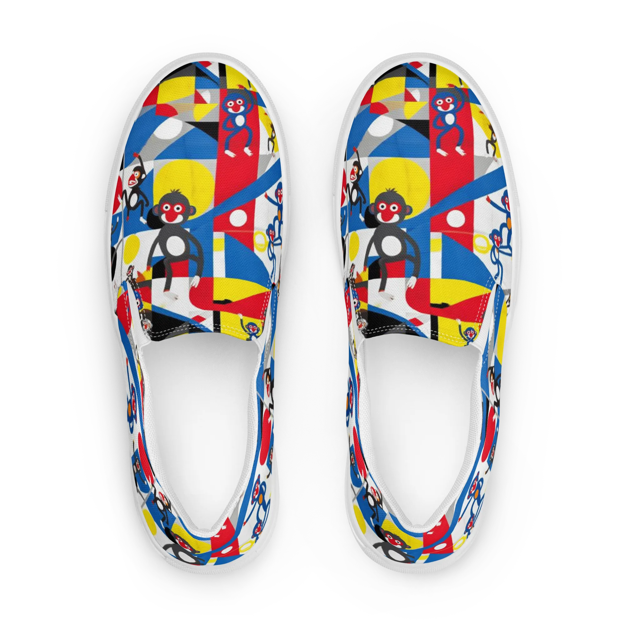 Primate Geometry on Women's Slip-On Canvas Shoes — Front