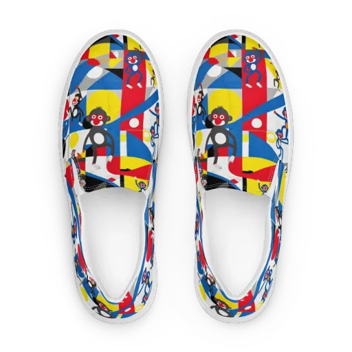 Primate Geometry on a Women's Slip-On Canvas Shoes