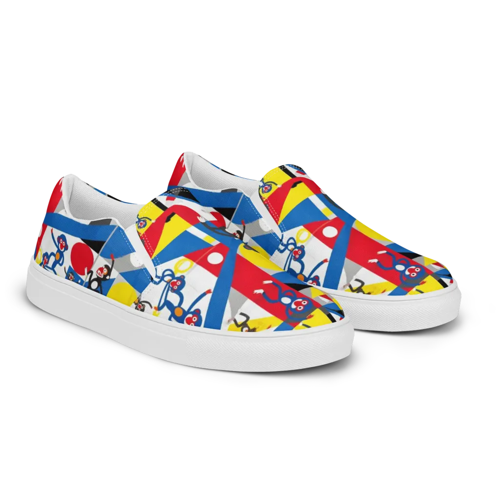 Primate Geometry on Women's Slip-On Canvas Shoes — Right Front