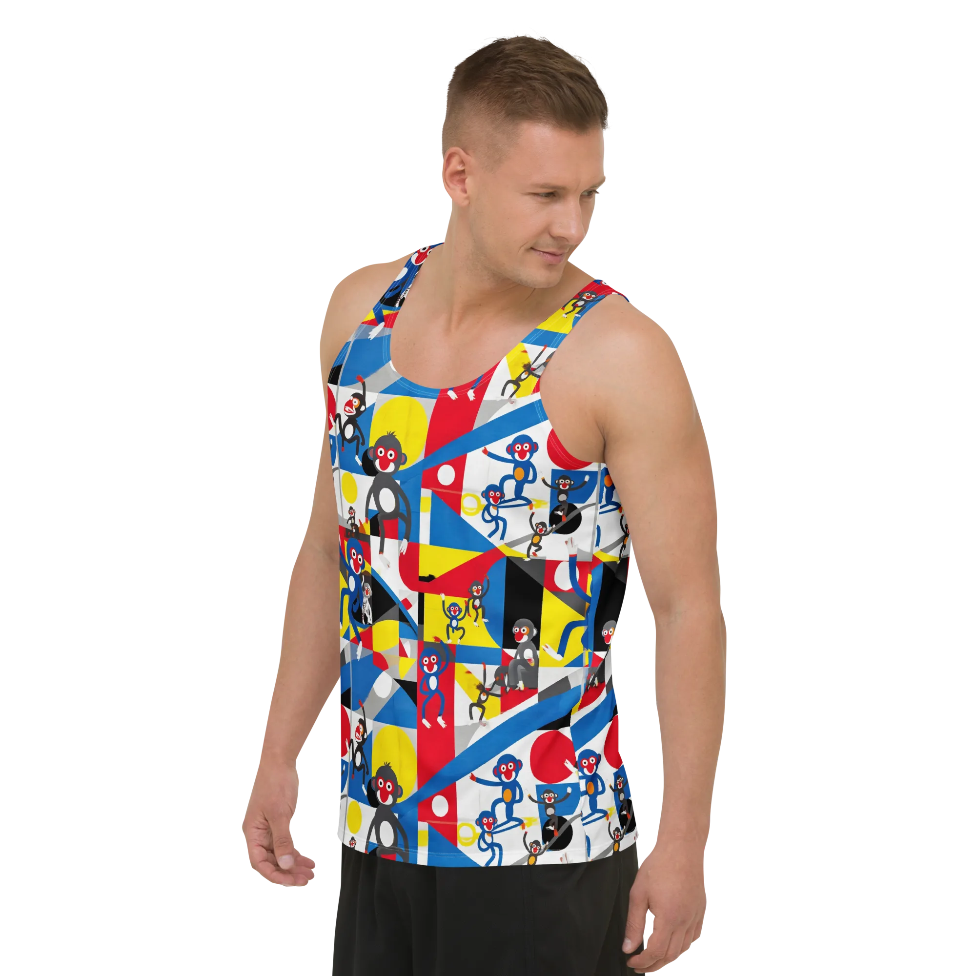 Primate Geometry on Men's Tank Top — Left Front