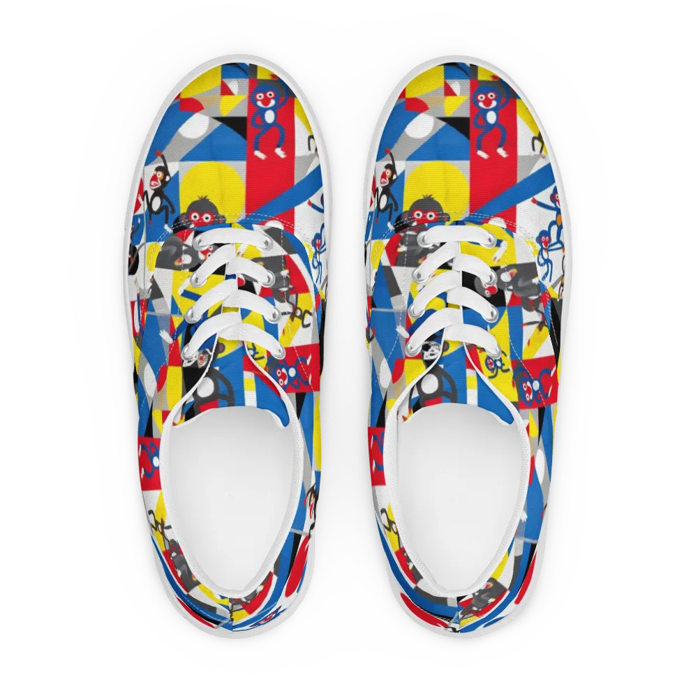 Primate Geometry on Men's Lace-Up Canvas Shoes — Front