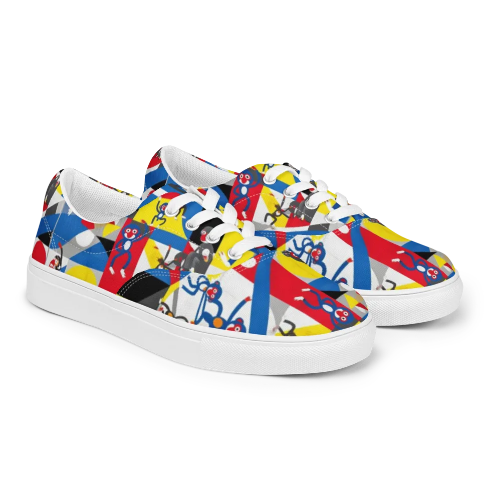 Primate Geometry on Men's Lace-Up Canvas Shoes — Right Front